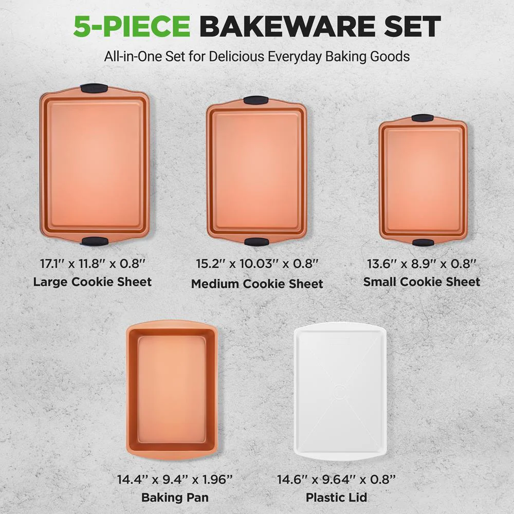 5-Piece Non-Stick Baking Pan Set, Stackable Carbon Steel, Easy Clean - Image 4