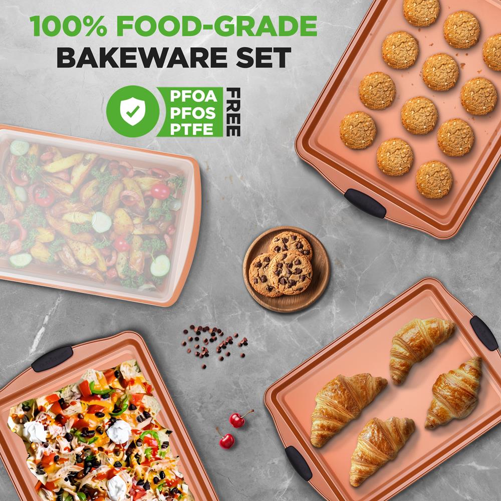 5-Piece Non-Stick Baking Pan Set, Stackable Carbon Steel, Easy Clean - Image 5