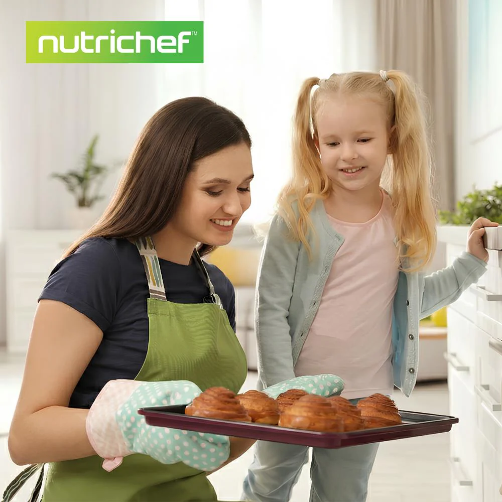 8-Piece Nonstick Bakeware Set - Space-Saving Stackable Design, Purple - Image 8