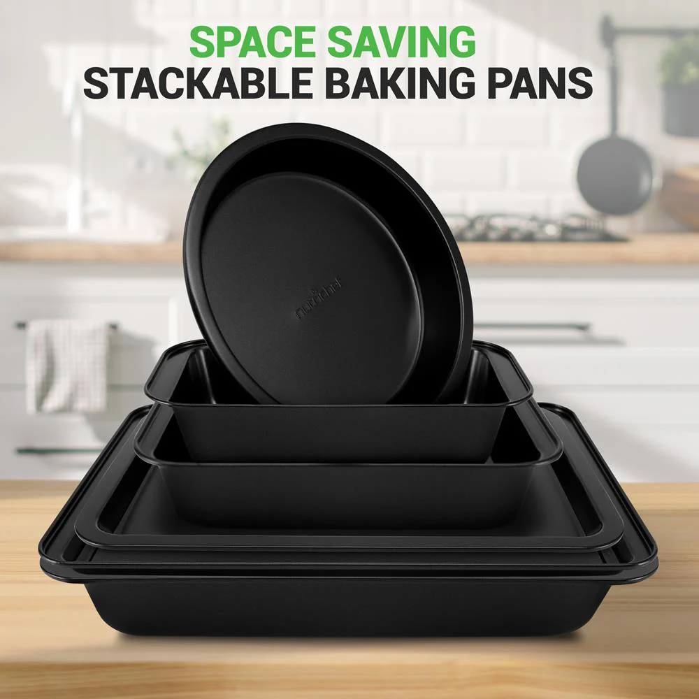 10-Piece Nonstick Bakeware Set - Easy Release Carbon Steel, Gray - Image 6