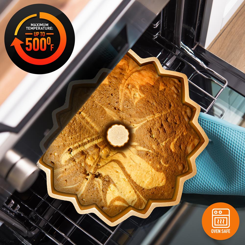 Extra Thick Cast Aluminum Bloom Fluted Cake Pan Baking Pan, 2 Layers Non-Stick Coating For Easy Release, Baking Supplies - Image 6