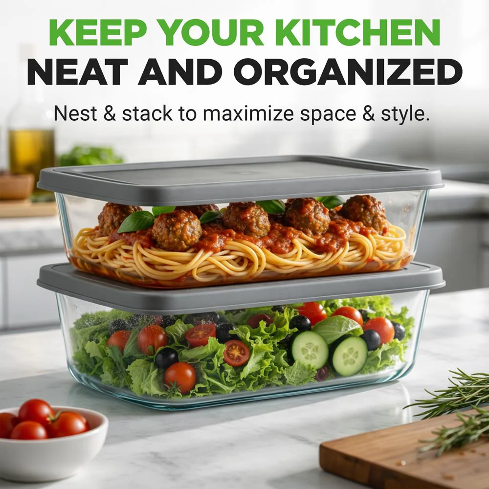 4-Piece Glass Loaf Pan Set, Airtight, High Borosilicate, Clear - Image 4
