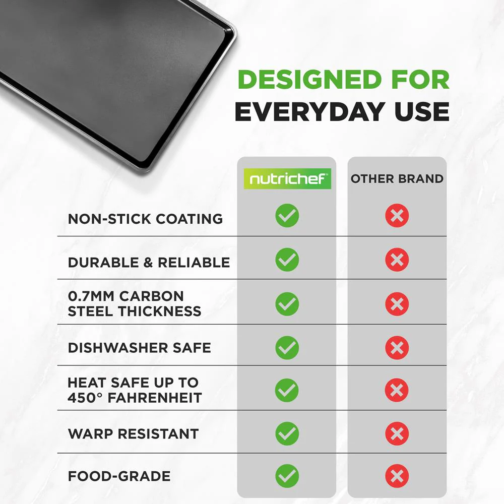 2-Piece XL Cookie Sheet Set, Nonstick Carbon Steel, Stackable - Image 3