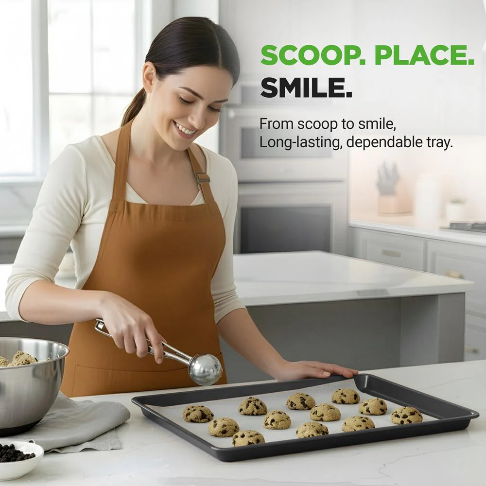 2-Piece XL Cookie Sheet Set, Nonstick Carbon Steel, Stackable - Image 4