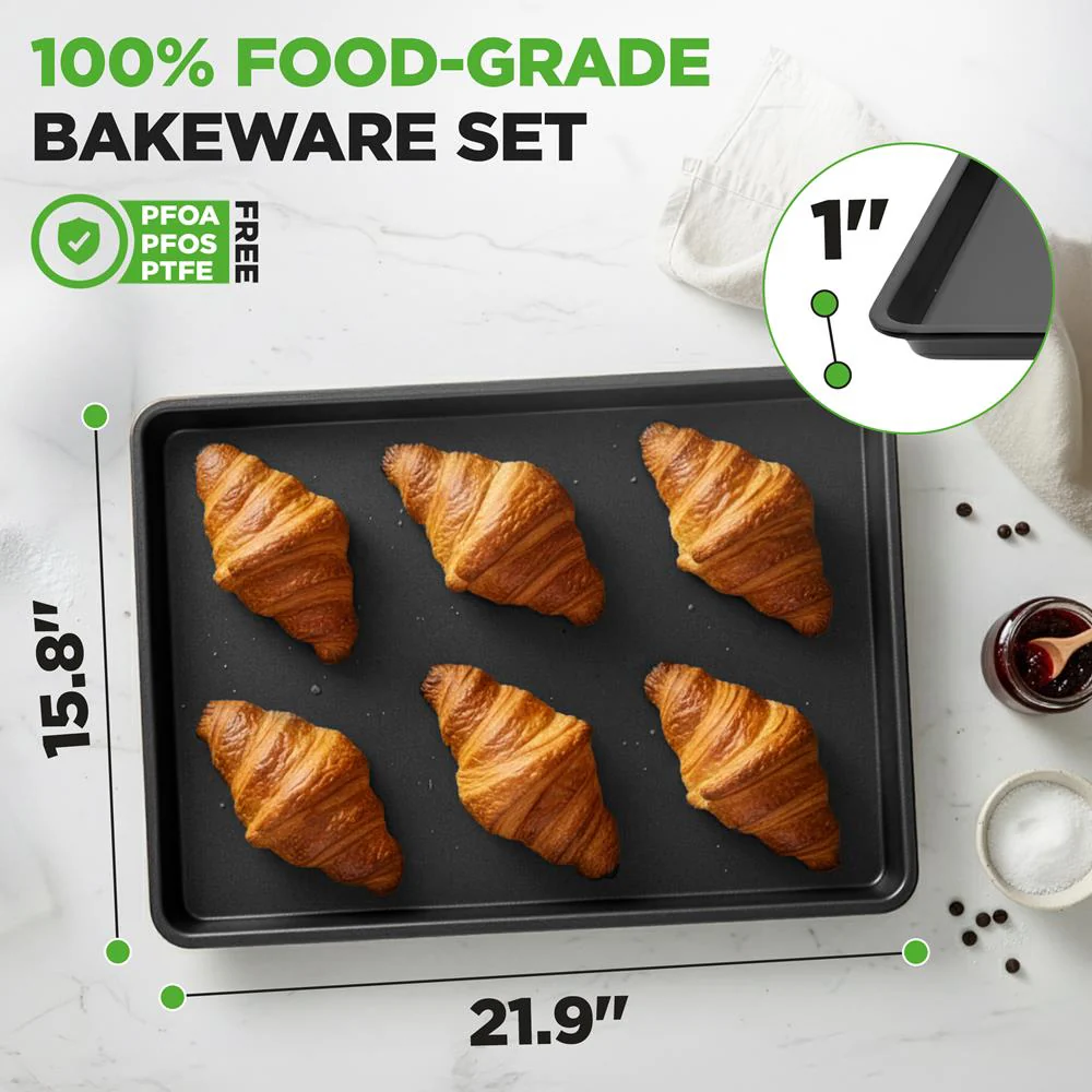 2-Piece XL Cookie Sheet Set, Nonstick Carbon Steel, Stackable - Image 5