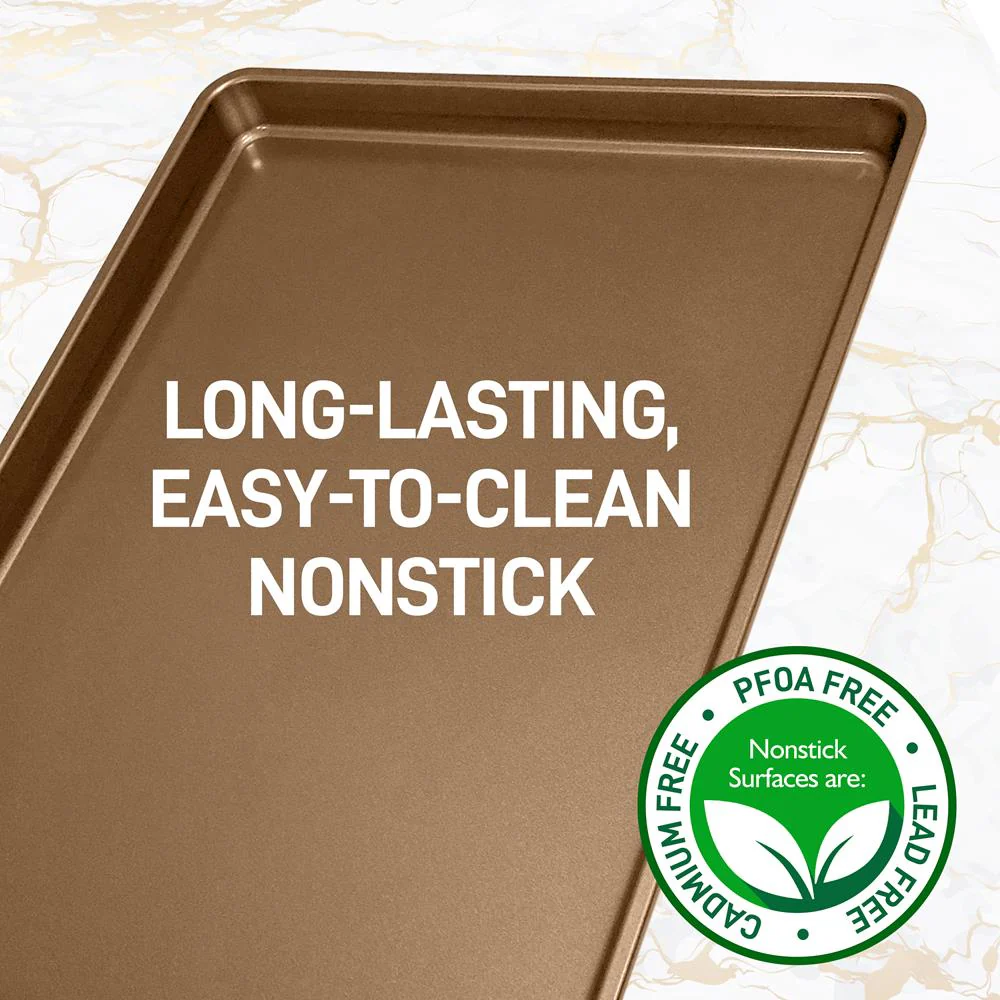 2-Piece Nonstick Cookie Sheets - Easy Clean Carbon Steel, Metallic - Image 7