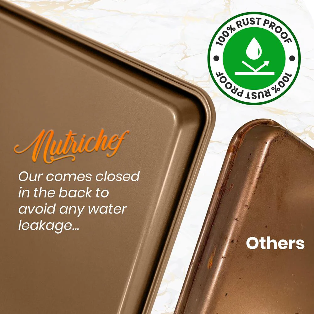 2-Piece Nonstick Cookie Sheets - Easy Clean Carbon Steel, Metallic - Image 8