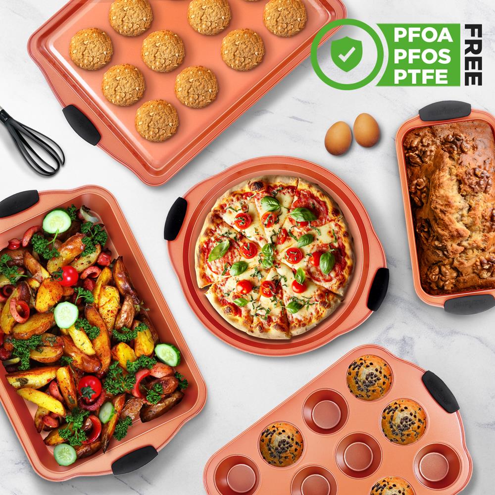 8-Piece Nonstick Bakeware Set, Carbon Steel, Copper Finish - Image 4