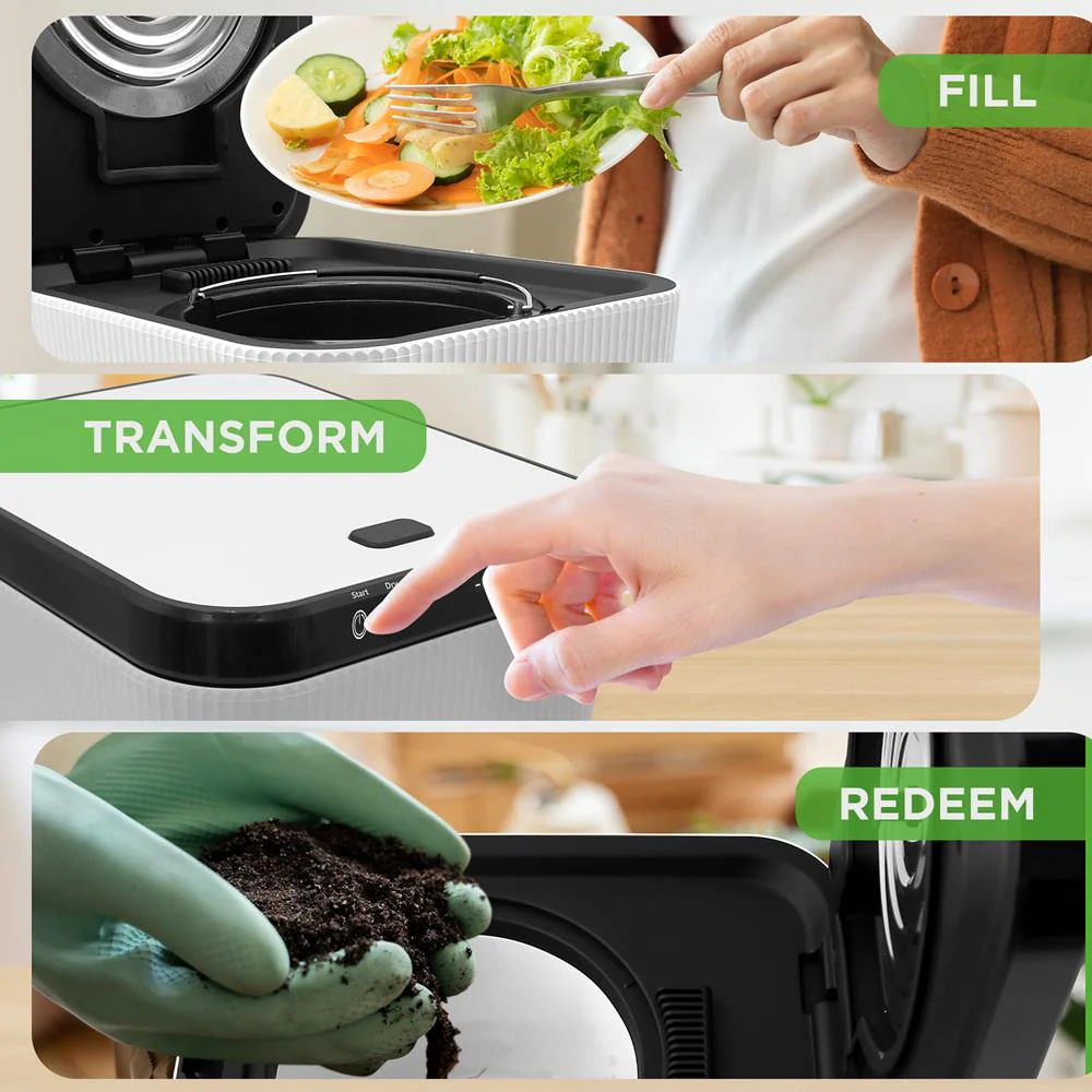 3L Electric Kitchen Composter - Odorless, Automatic, White - Image 4