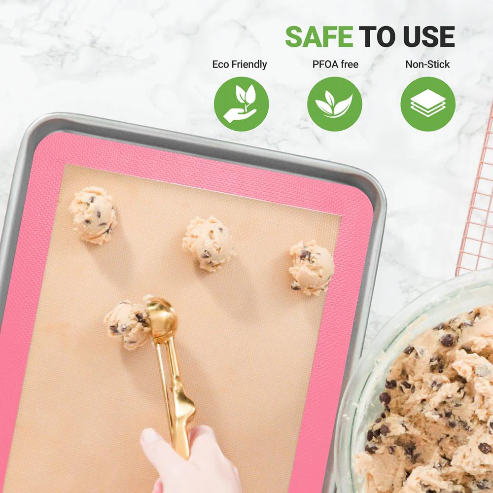 Silicone Baking Mats - Nonstick Reusable Food-Grade - Pink - Image 3