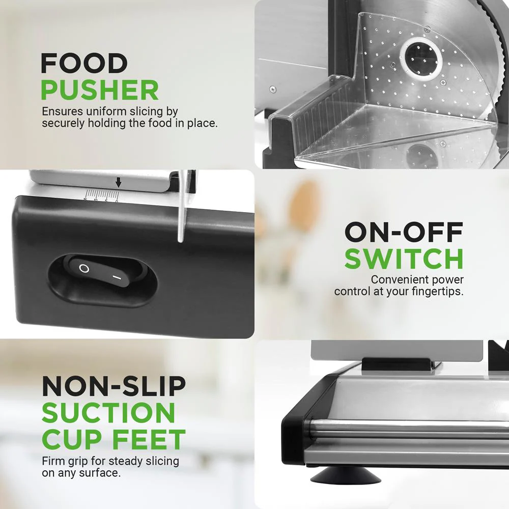 Electric Meat Slicer 200W Adjustable Stainless Steel Blade - Image 5