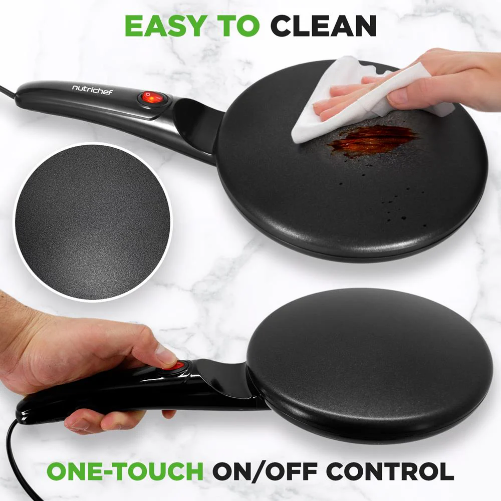 Electric Crepe Maker, Nonstick 8" Griddle, Auto Temp Control, Cool-Touch Handle - Image 4