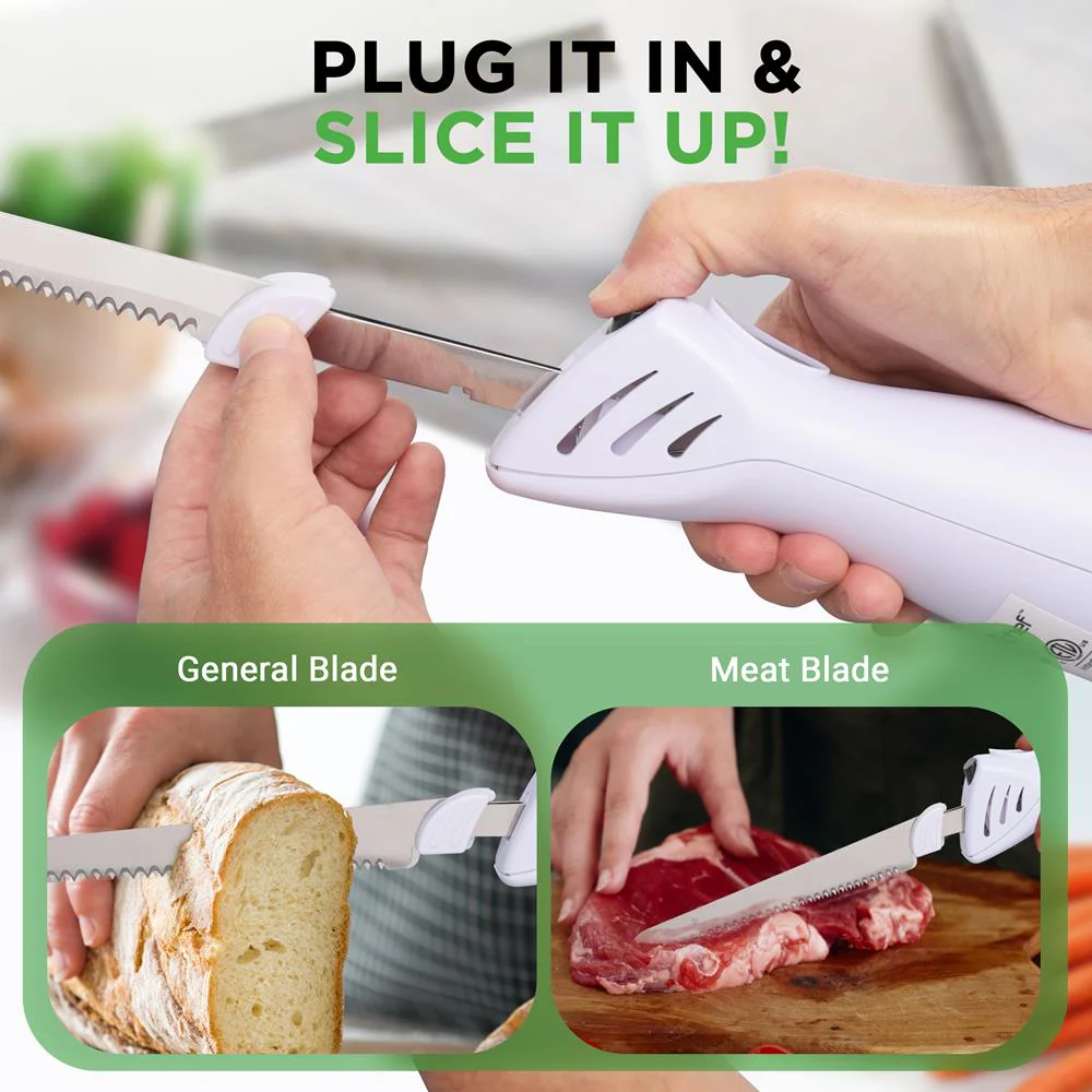 Electric Carving Knife Set - Effortless Slicing, Stainless Blades, Wood Stand - Image 5