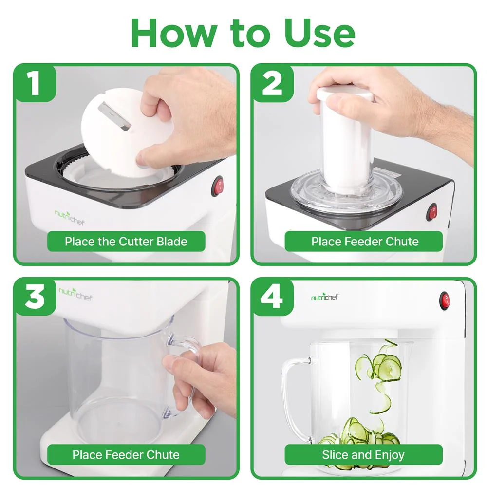 Electric Food Spiralizer - Fruit & Vegetable Spiral Slicer Peeler With (3) Changeable Blades - Image 6