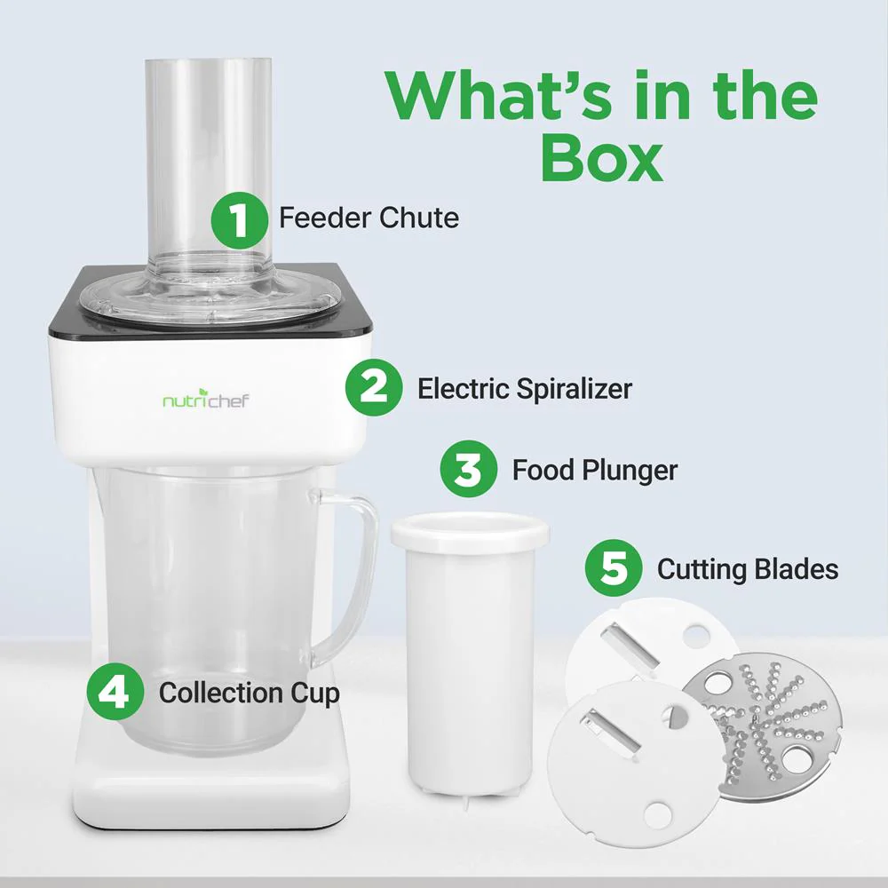 Electric Food Spiralizer - Fruit & Vegetable Spiral Slicer Peeler With (3) Changeable Blades - Image 8