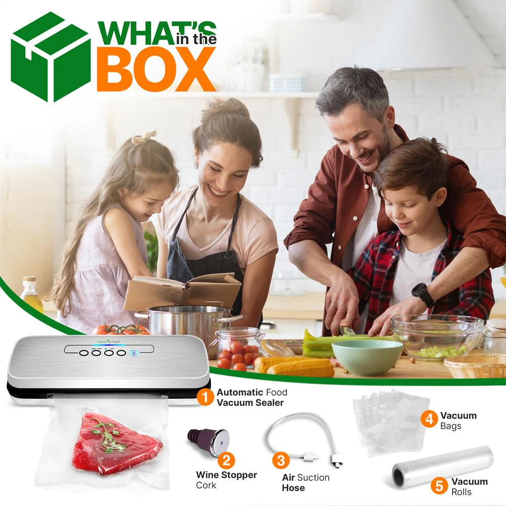 Food Vacuum Sealer - Extend Shelf Life, High Suction, Silver - Image 3