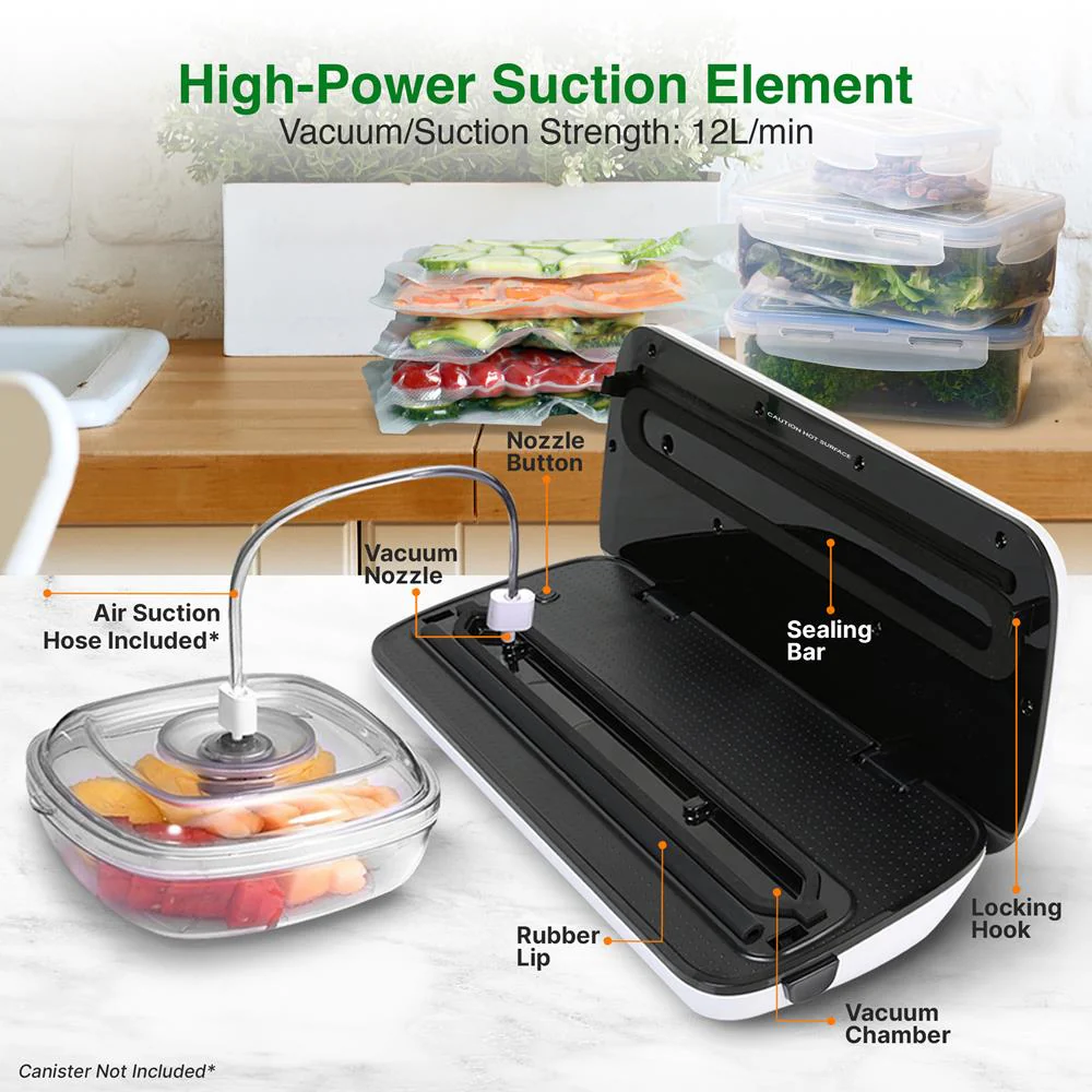 Food Vacuum Sealer - Extend Shelf Life, High Suction, Silver - Image 6