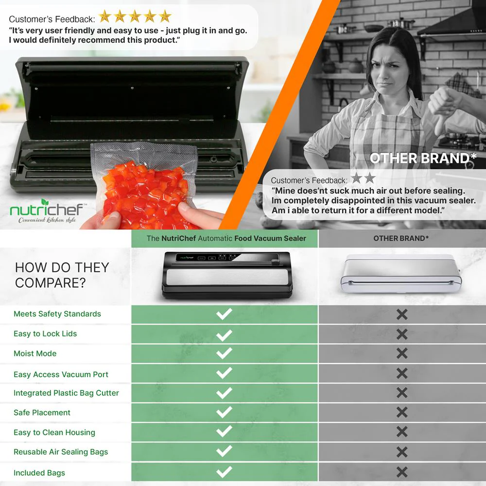 Food Vacuum Sealer, Extends Shelf Life, Stainless Steel & ABS, 110W - Image 4