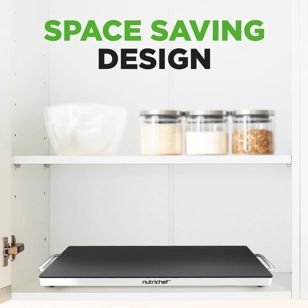 Electric Warming Tray Keeps Food Hot 16.5"x11" Glass Top Stainless Steel - Image 6