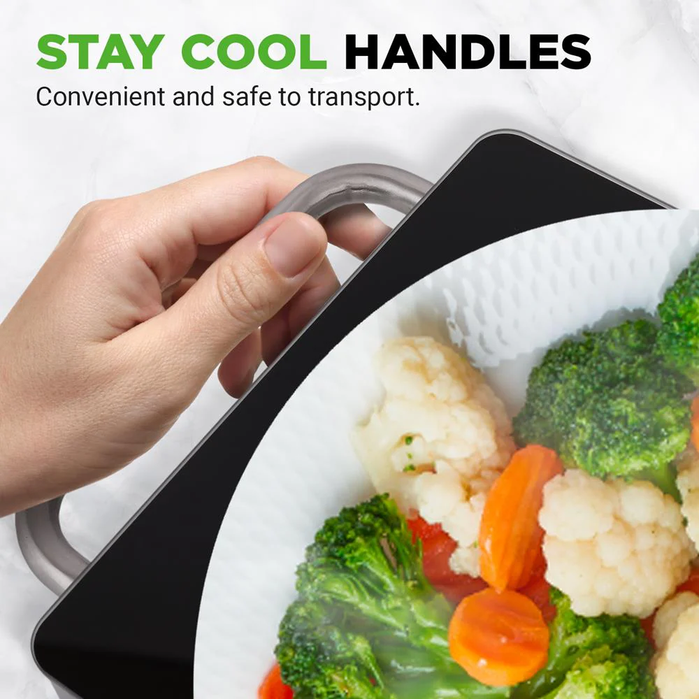 Electric Food Warmer Tray - Keeps Food Warm, Stainless Steel, Glass Top - Image 3